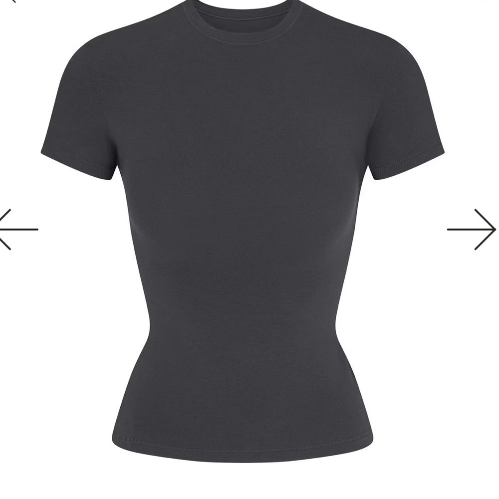 NWT Skims Cotton Jersey T-Shirt Black Women's Top Sz L
